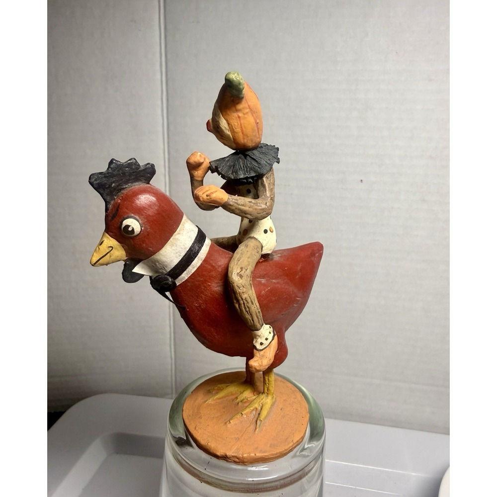 Bethany Lowe Designs Allen Cunningham Halloween Rare Jester On Chicken Figurine